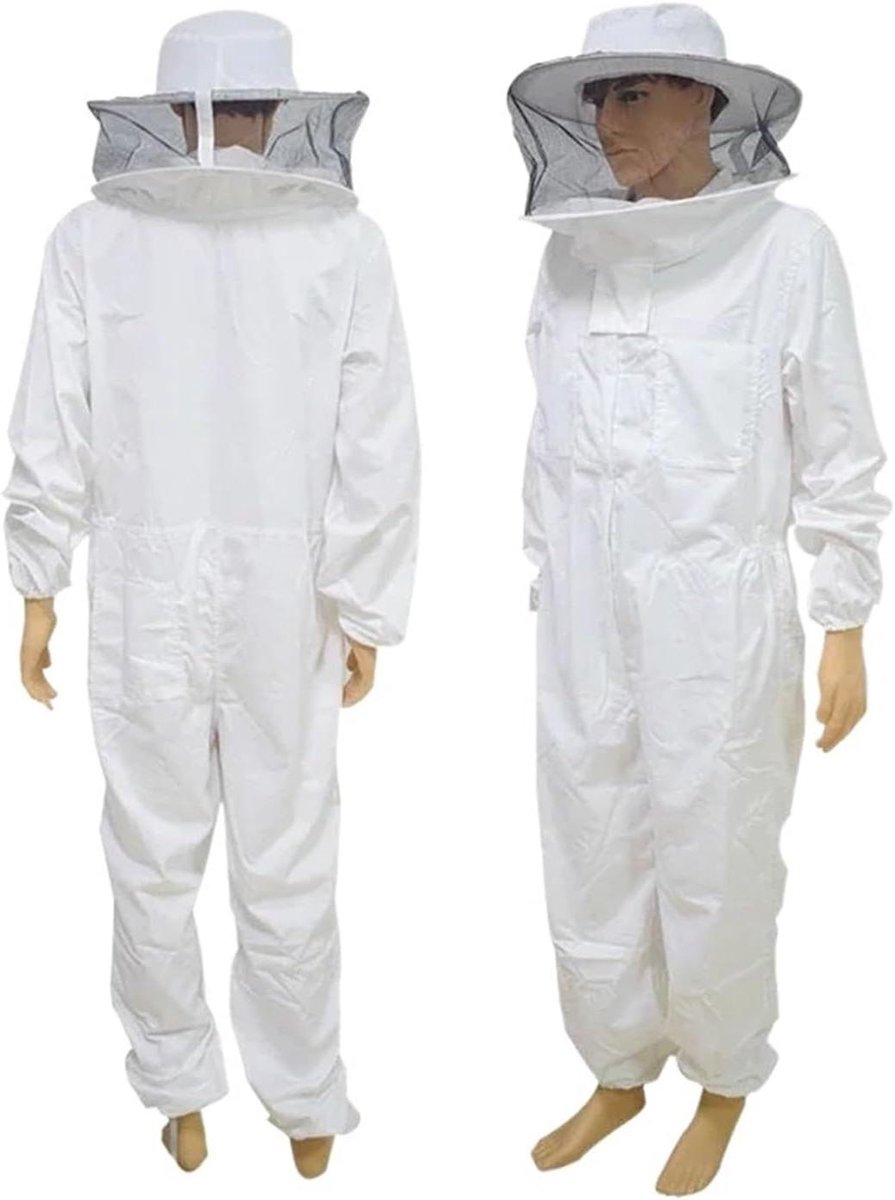 Imkerpak - Bijenteeltkleding Jas - Bescherming Bijenkorf - Sterke Katoenen Stof - Maat Medium - Wit