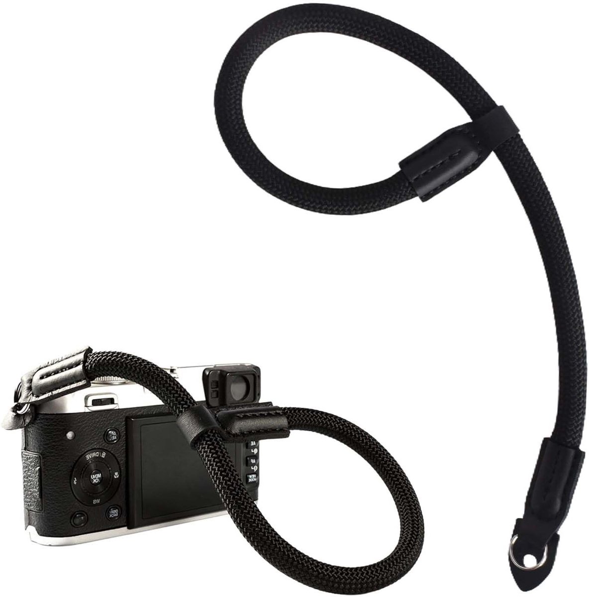 Verstelbare en Ademende Camera Polsband 10mm van Nylon met Leren Verstevigingen - Duurzame Polsband voor Fotografie, Reizen en Wandelen