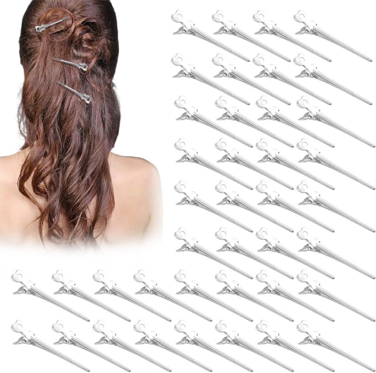 Haarclips Set - Krokodillenklemmen - Haar Stylen - Minder Haar Tangling - 40 Stuks - Zilver