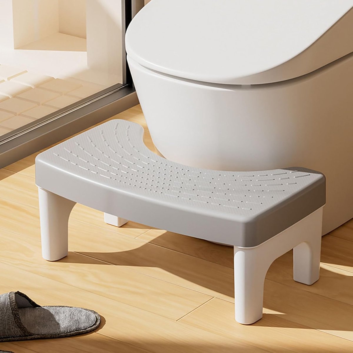 Toiletkruk - Hurkkruk Kakkruk - Ontlasten Darm - Ergonomisch Ontwerp - 38x22x17 cm - Grijs