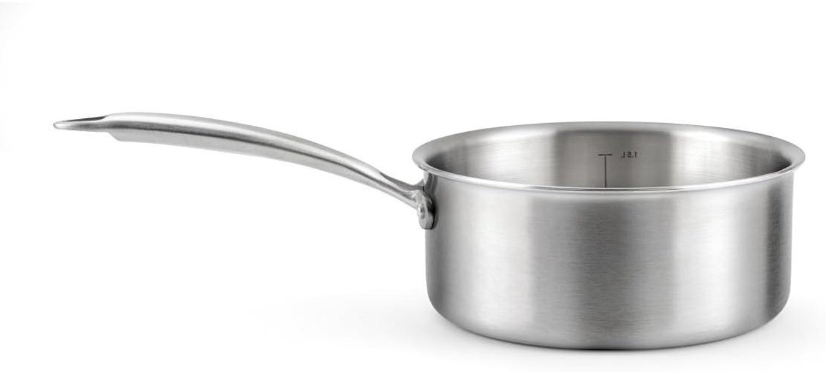 Braadpan - Kookpan Stoofpan - Professioneel Koken - Triply Roestvrij Staal - 18 cm - Zilverkleurig