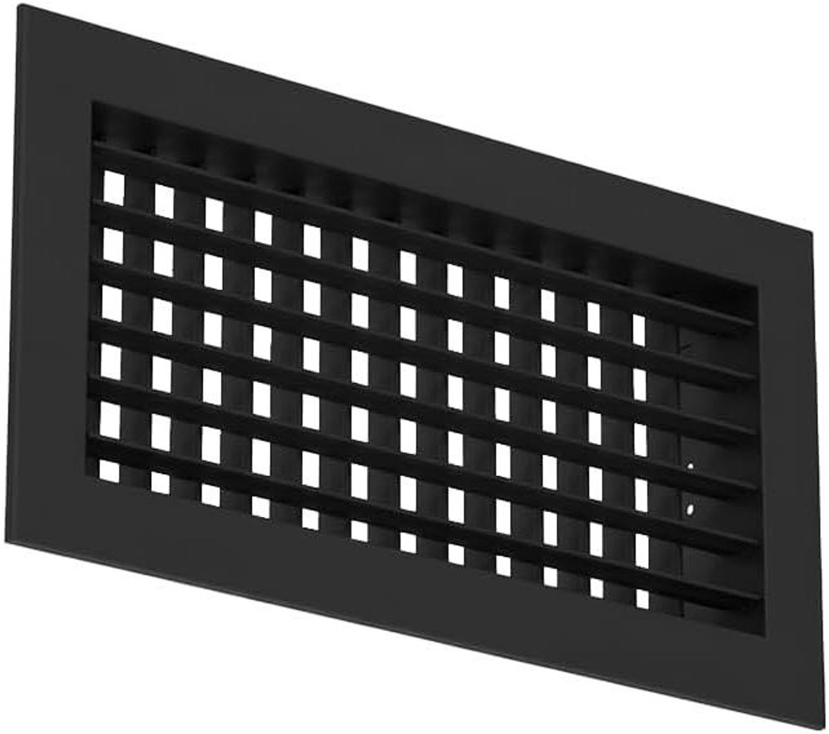 Wandrooster Aluminium - Ventilatierooster Dubbel - Ventilatie Aanpassen - Instelbaar Met Klemveren - 400x150 mm - RAL 9005 Zwart