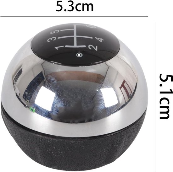 Schakelpookknop 5-versnellingen - Pookknop Auto Versnellingspook - Auto Interieur Upgrade - Luxe Chromen Afwerking - Standaard Maat - Zilver Zwart — afbeelding 5