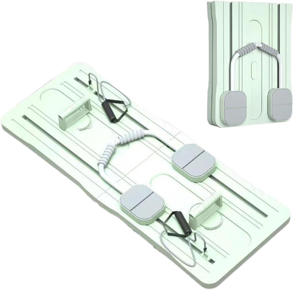 Opvouwbare Buiktrainer - Glijdend Pilatesbord - Thuistraining Lichaam - Met Weerstandsbanden - 105 cm Lengte - Groen