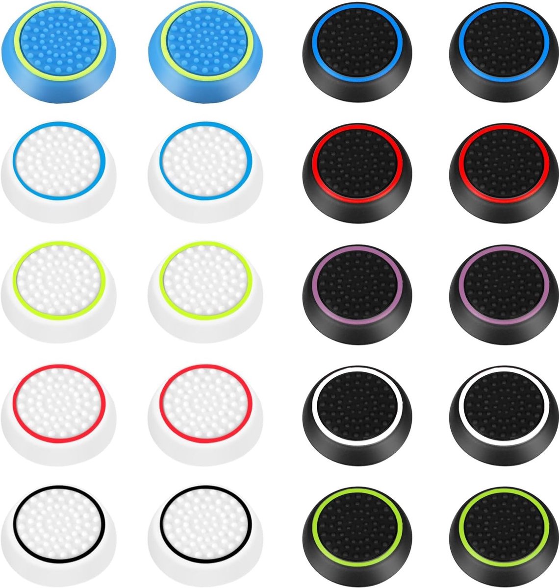 Silicone Thumb Grips voor Controllers, Ergonomische Grip Caps voor PS4, PS5 en Xbox, Verbeterde Controle met Convex en Concave Design - Donkere Kleur - 20 Stuks