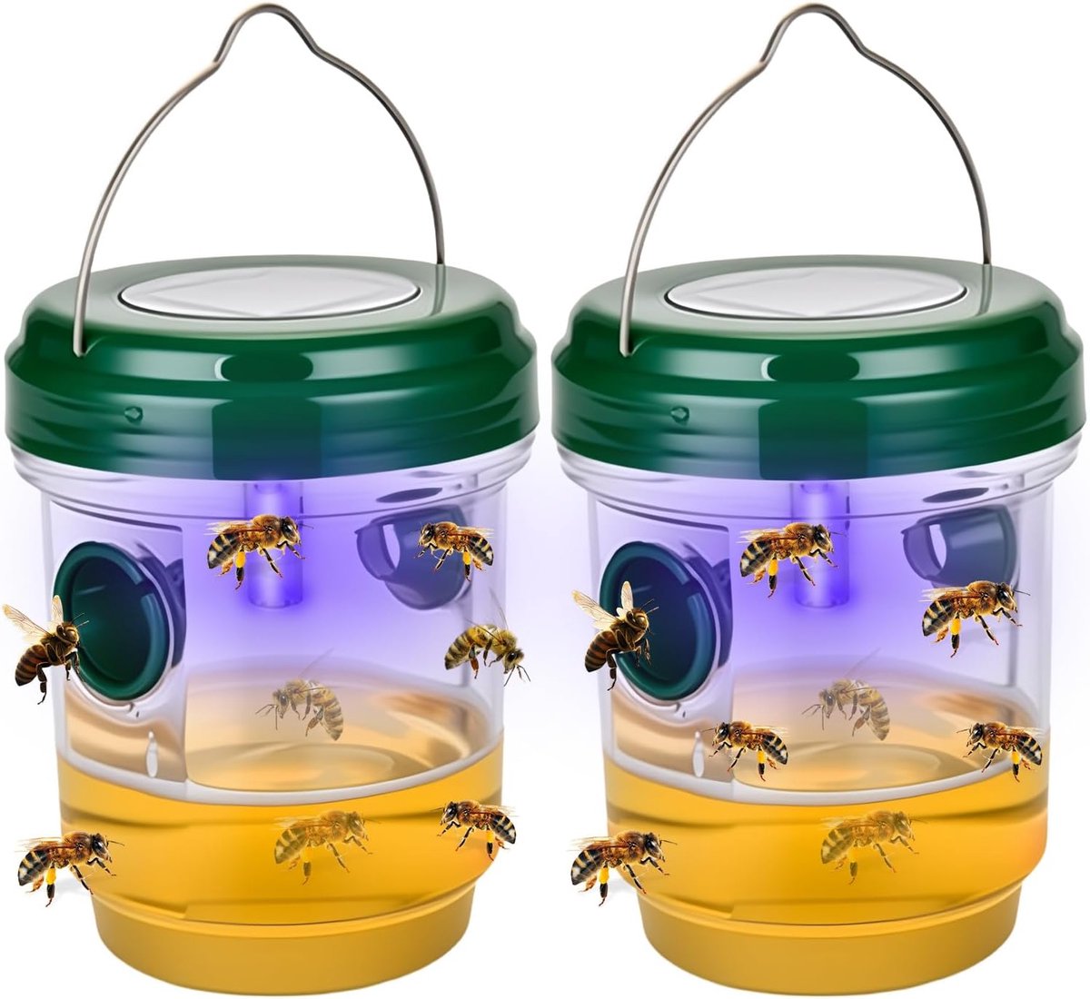 carmdering - Zonne Wespenval - Zonne Insectenvanger - Hangende Val - Automatische LED Verlichting - Fysieke Vangmethode - Duurzaam Kunststof - Waterdicht En Hittebestendig - Ideaal Voor Tuin En Balkon - 2 Stuks-groente
