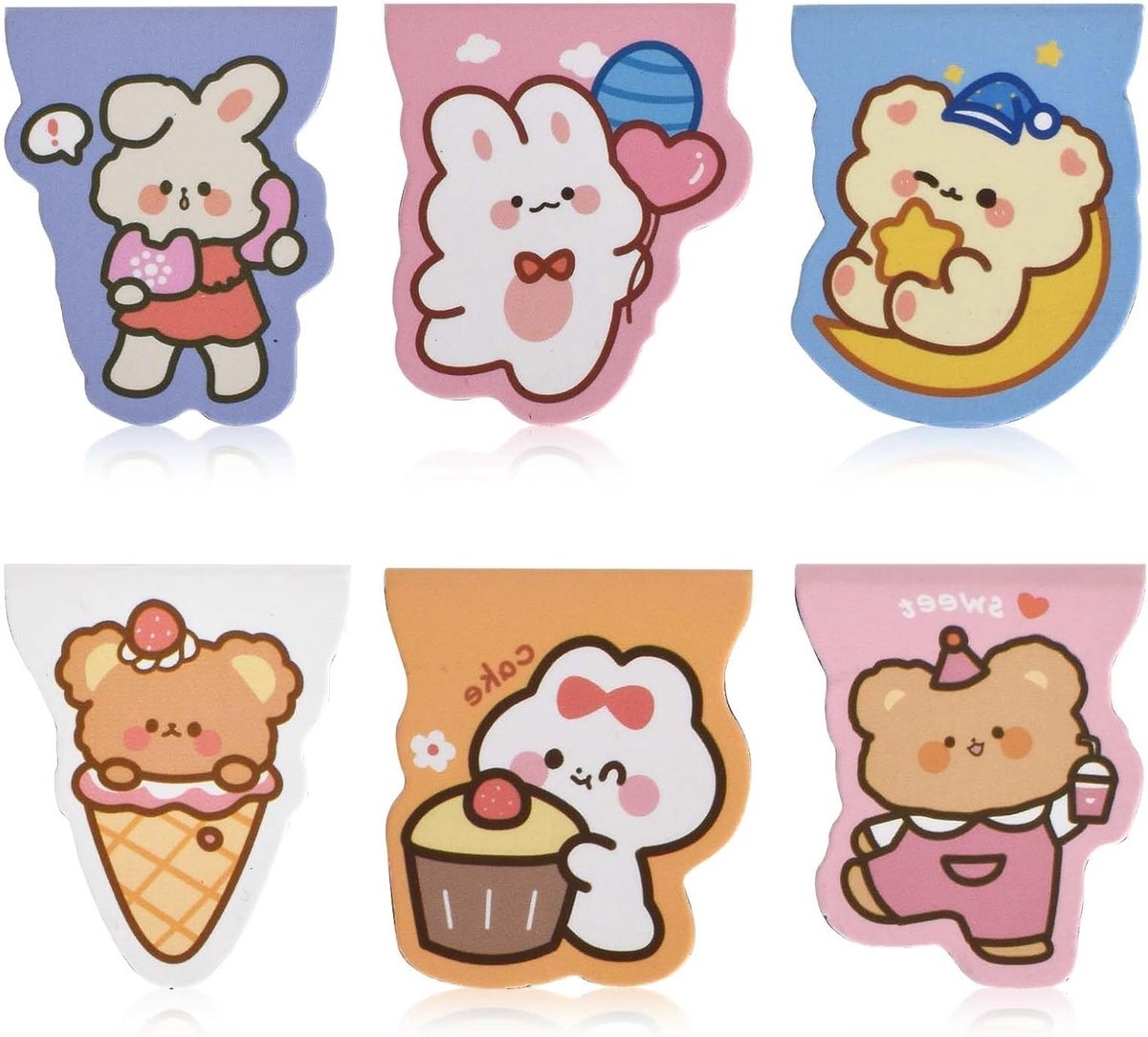 6 Pcs Magnet Bookmark Clips - Magnetische Boekenleggers met Schattige Dieren - Cartoon Dieren Pagina Markeringen voor Kinderen - Studenten - Leraren