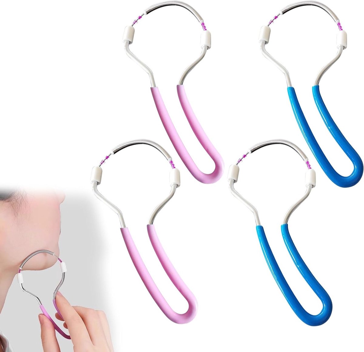 SnelShoppen - 4 Stuks Gezichtsepilator Handmatige Draagbare Epilator voor Dames, Perfect voor Thuisgebruik, Reizen, en Feestjes, Compact en Effectief,