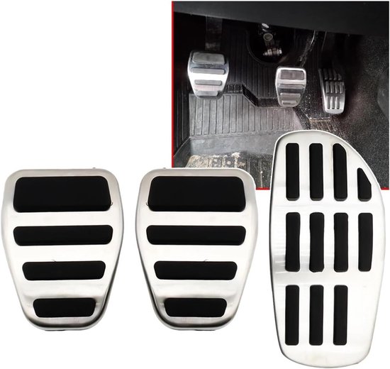 Auto Pedaalhoezen - Rem Gas Kit - Verbeter Rijervaring - Antislip Rubber - 3 Stuks - Zilver — afbeelding 4