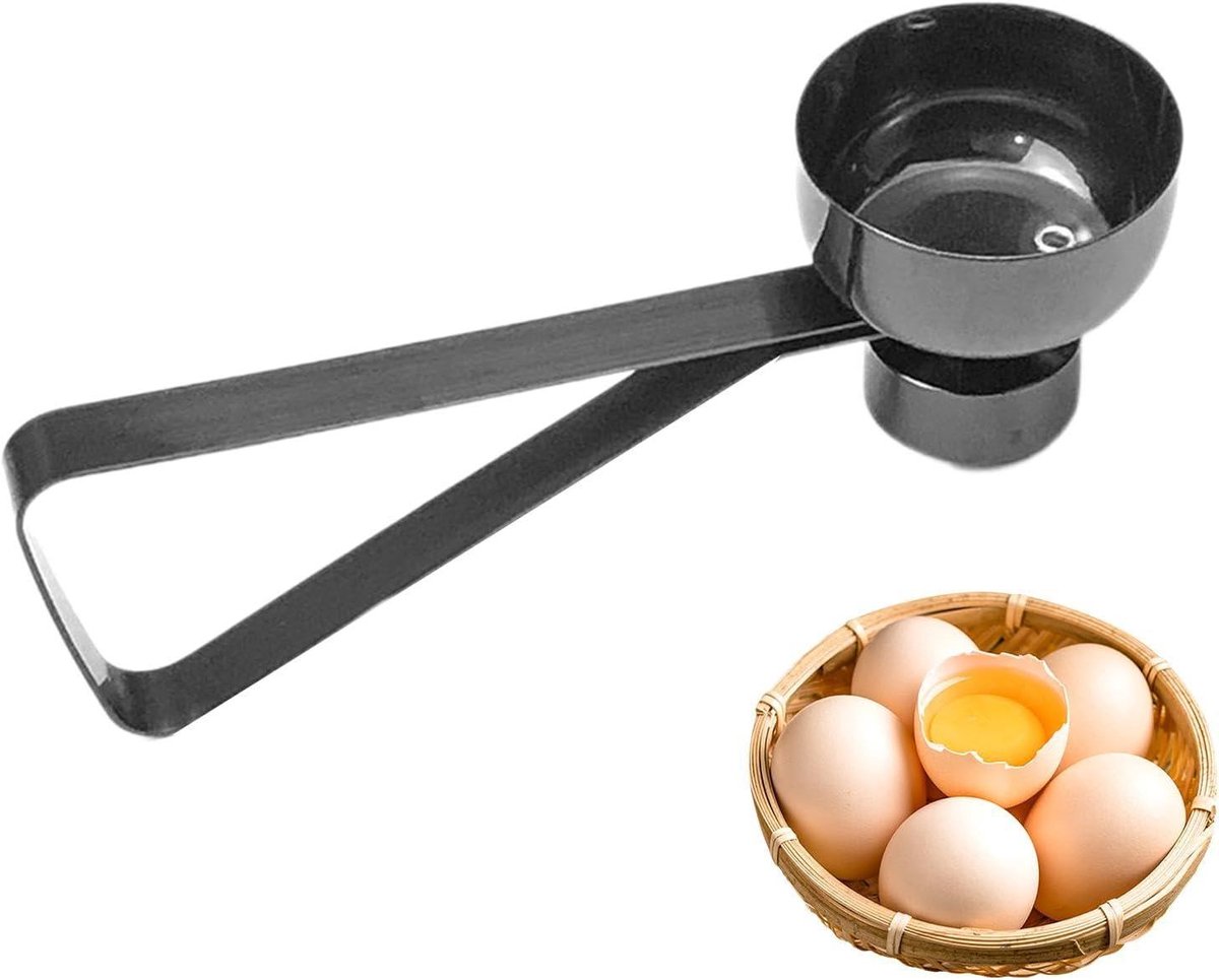 Eiersnijder - Eieropener - Eieren Bereiden - Roestvrij Staal - 11.8 cm - Zwart