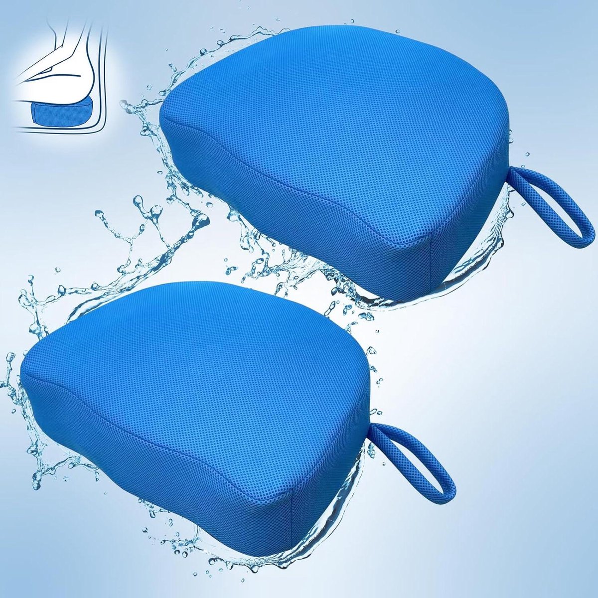 Booster Zittingen - Badkussen Set - Comfortabel Ontspannen - 3D Air Mesh - 2 stuks - Blauw