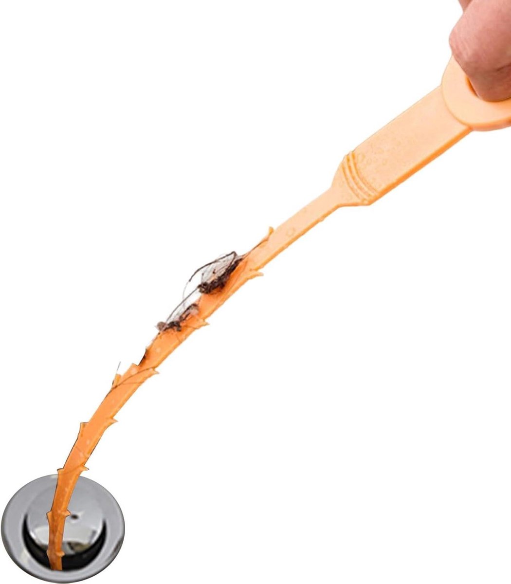 Afvoer Haarverwijderaar - Rioolreiniger Slang - Verstoppingen Verhelpen - Flexibel en Buigzaam - 53 cm - Oranje