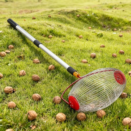 Notenverzamelaar - Notenraper Ballenraper - Tuinieren - Uitschuifbare steel - 48-105 cm - Zilver — afbeelding 2