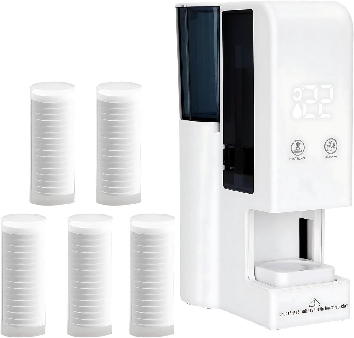 Handdoekdispenser met Verwarmer - Warme Handdoek Machine - Huidverzorging Thuis - Snelle Opwarming 5 Seconden - 500 ml Waterreservoir - Wit