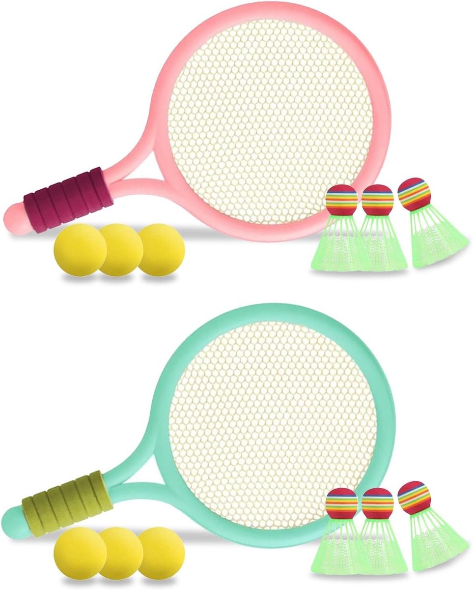 Tennis- en badmintonspeelgoed voor kinderen, draagbare set voor training en buitensportactiviteiten, ideaal voor vrije tijd en spelletjes