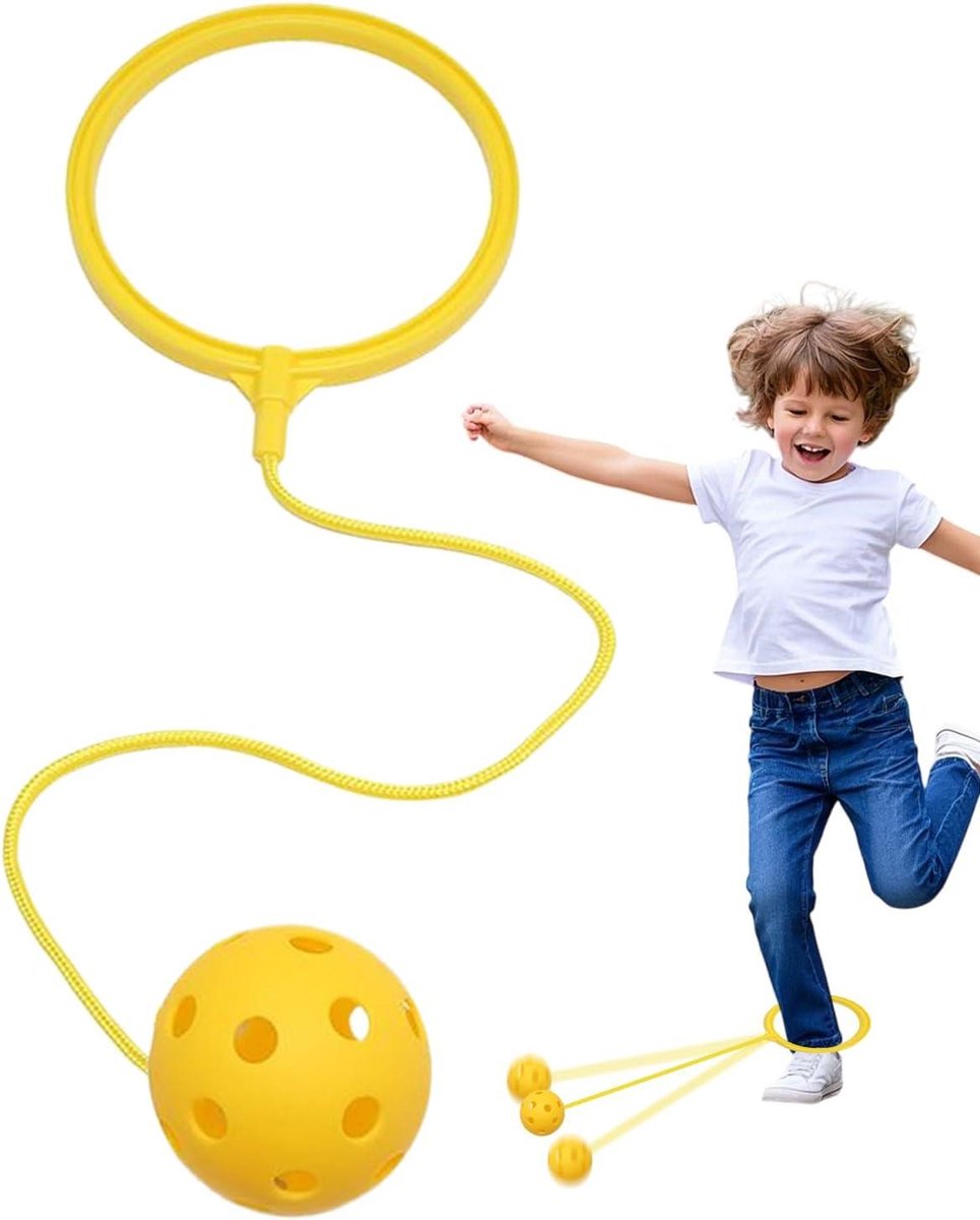 Skipbal voor kinderen - Enkelspringbal Springtouw - Buiten Spelen - Bevordert Coördinatie - Ring 15 cm - Geel