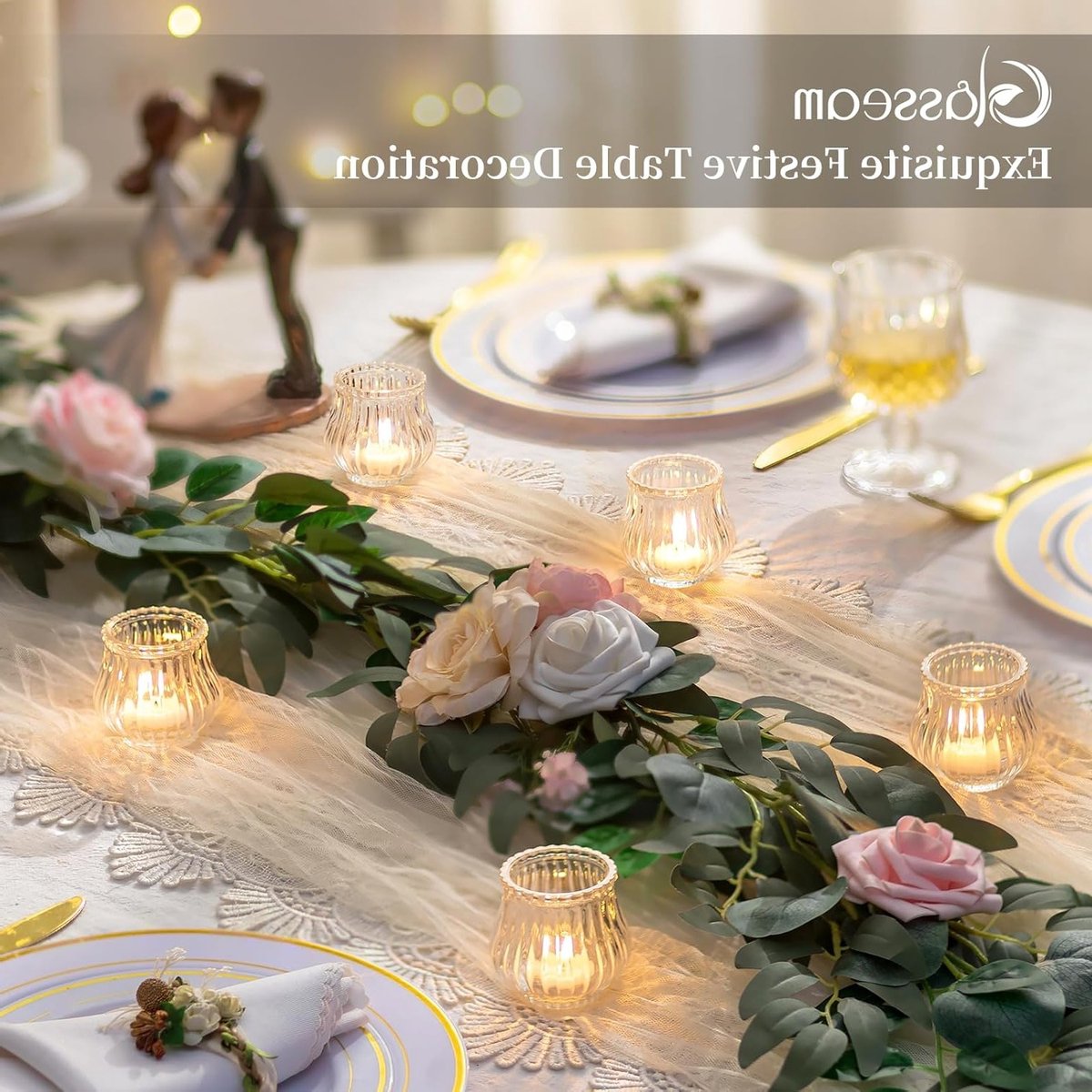 Set van 24 Ribbel Tealight Houder voor Kaarsen - Perfect voor Bruiloften en Kerstdecoratie, Stijlvolle Tafeldecoratie voor Feesten — cadeau in Cadeau-ideeën - foto 4