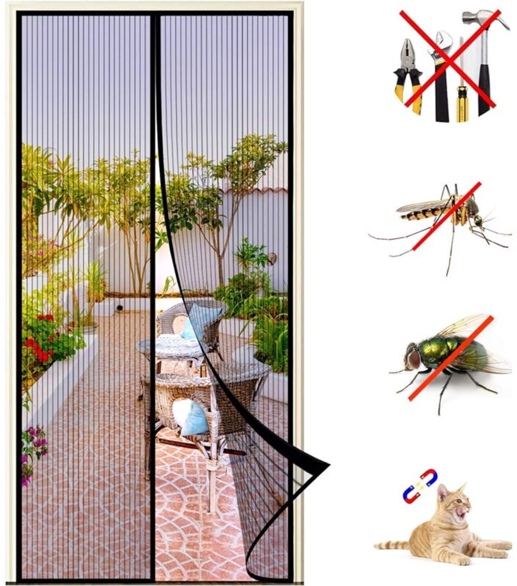 Magnetisch raamhor 140x220 cm – 1 mm maaswijdte – Installatie zonder boren – Automatische sluiting