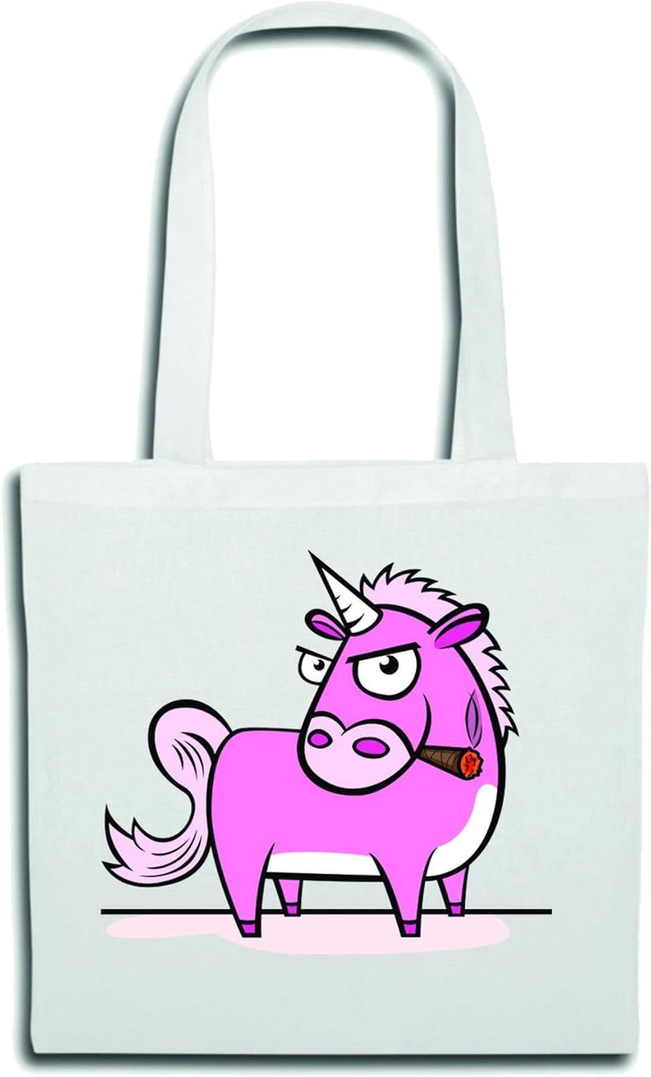 Schoudertas - Boodschappentas Gymtas - Dagelijks Gebruik - 100% Katoen - 38x42 cm - Wit
