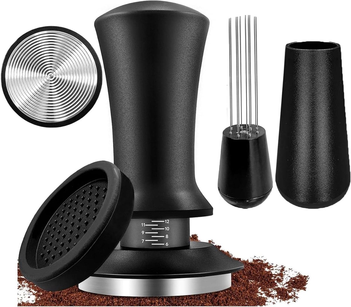 Koffie Tamper - Barista Accessoire - Espresso Bereiden - Drukregelend met Schaal - 51 mm - Grijs