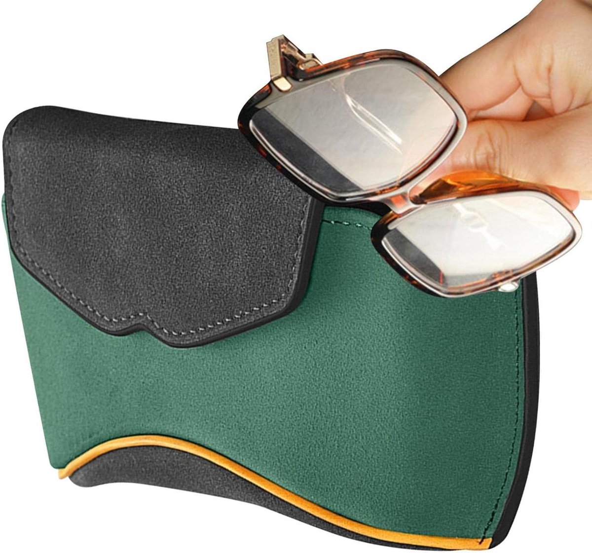 Autozonnebrilhouder - Bril organizer - Veilig opbergen - Magneetsluiting - 18x8x6 cm - Groen