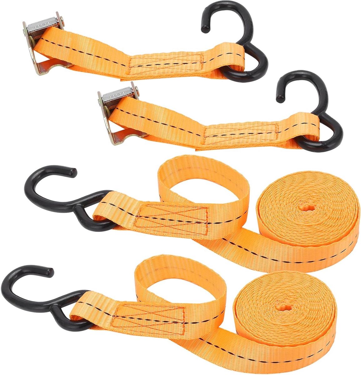 Spanbanden Set - Lading Zekeren - Transport Beveiligen - Versterkte Stiksels - 5 Meter - Oranje