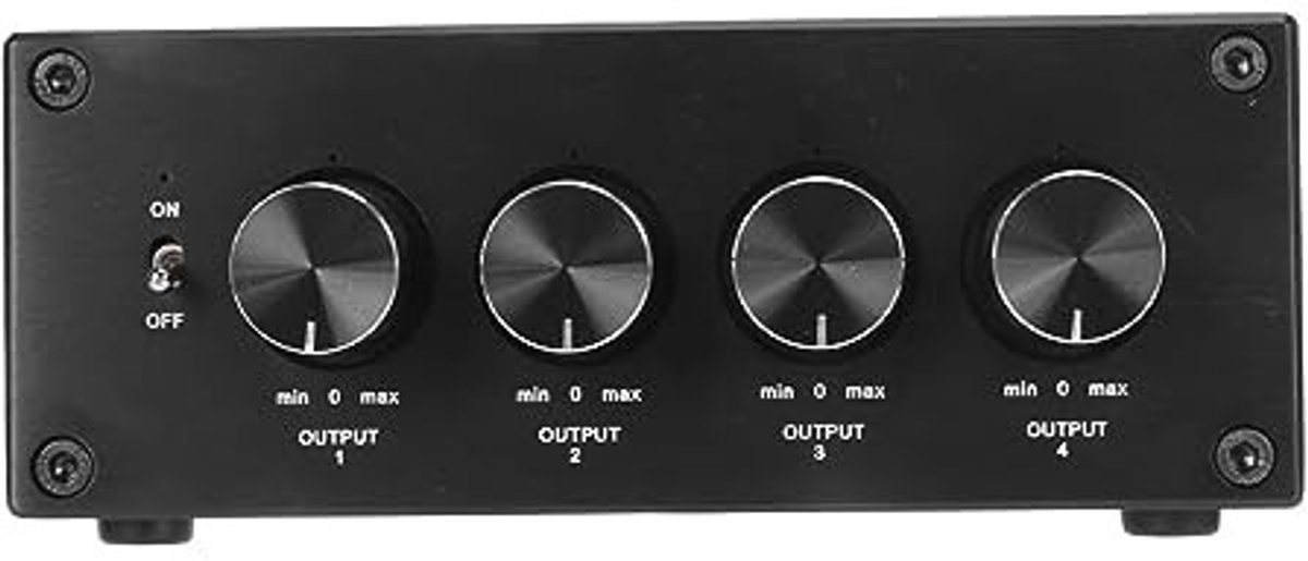 Dailygoody - 4-weg Stereo Splitterbox - Audio-geluidssignaalsplitter - Lage Vervorming - EU-stekker - Hoofdtelefoonversterker - 1 in 4 Out