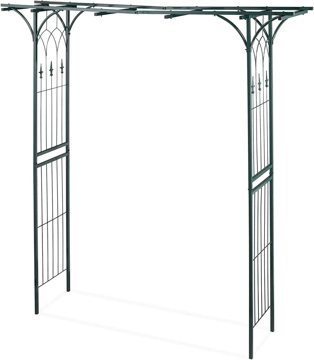 Rozenboog met Poort - Tuingroeiondersteuning Metalen Latwerk - Planten Ondersteunen - Weerbestendig Metaal - 204 x 200 x 52 cm