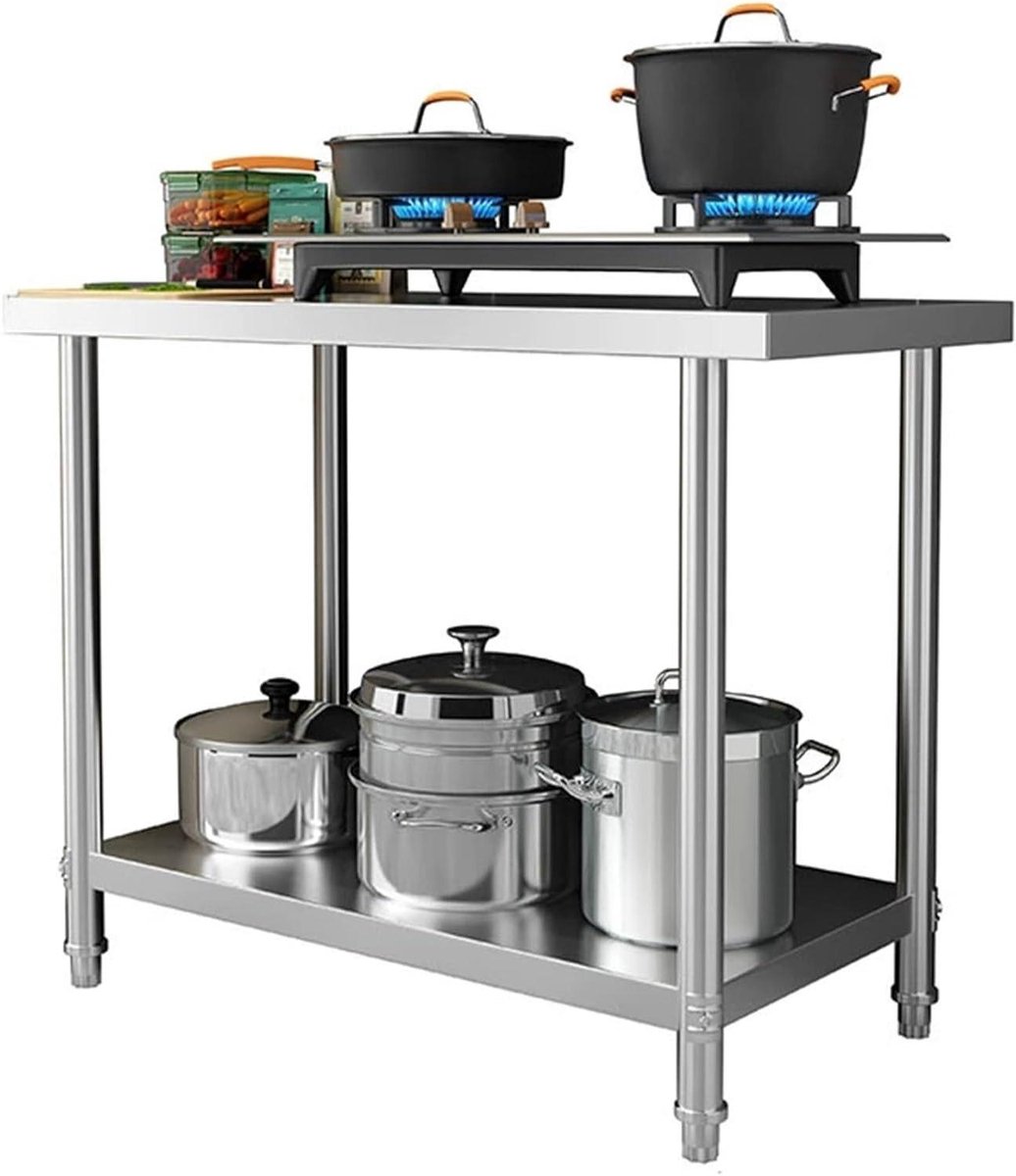 Werktafel RVS - Keukentafel Opklapbaar - Keukenwerkzaamheden - Verstelbaar Laminaat - 100x50x80 cm - Zilver