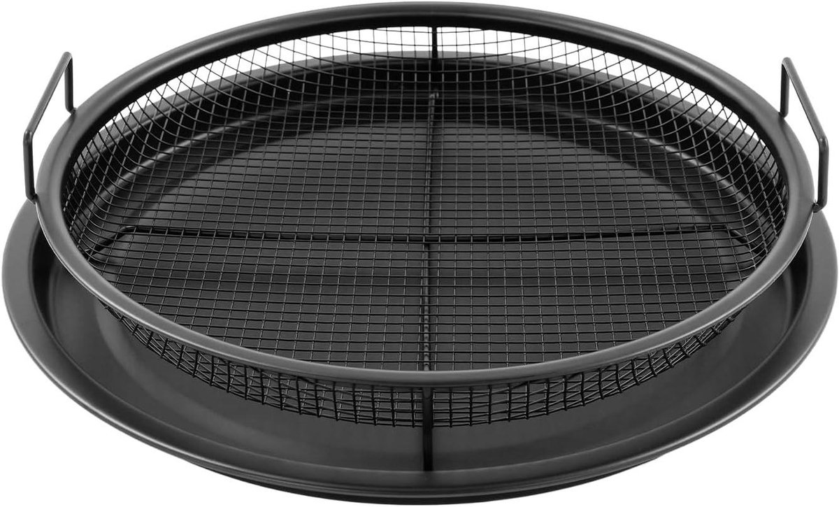 Knapperige Mand Set - Ovenmand Bakplaat - Gezond Bakken - Mesh Ontwerp - 30 cm - Zwart