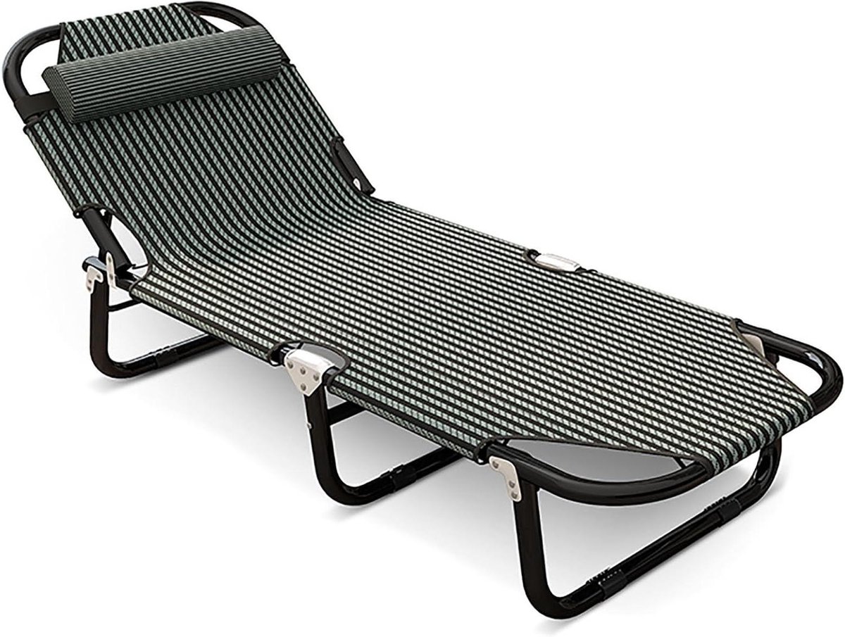 Opvouwbaar Kampeerbed - Campingbed Volwassenen - Ontspannen Buiten - 4 Posities Verstelbaar - 190x68x28 cm - Groen