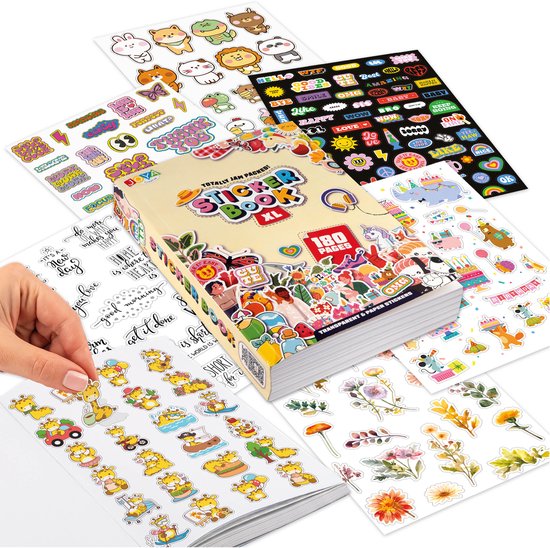 Stickerboek Volwassenen XL - 7500 Stickers voor Bullet Journal - Scrapbook - Journaling - Stickervellen en Losse Stickers - 180 Pagina's - Joya Creative
