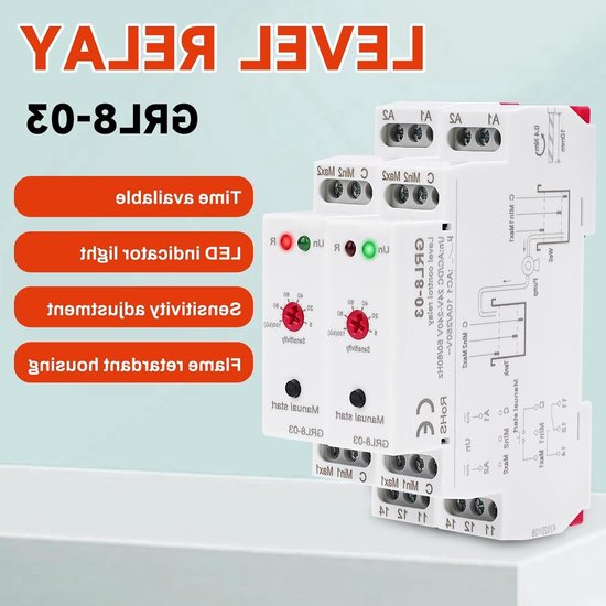 GRL8-03 Vloeistofniveau Controller, Waterniveau Sensor, 10A AC/DC 24V-240V, Vloeistofniveau Relay, Waterniveau Regeling en Timer voor Watertorens en Pompen — afbeelding 4