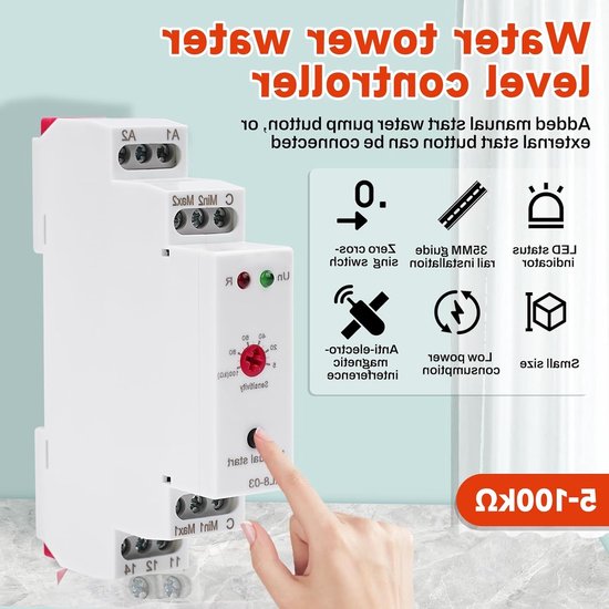 GRL8-03 Vloeistofniveau Controller, Waterniveau Sensor, 10A AC/DC 24V-240V, Vloeistofniveau Relay, Waterniveau Regeling en Timer voor Watertorens en Pompen — afbeelding 2