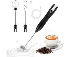 Elektrische melkschuimer, USB-oplaadbaar met 3 mengkoppen, mini-klopper met 3 verstelbare snelheden, elektrische eiklopper voor koffie, matcha, latte en cappuccino