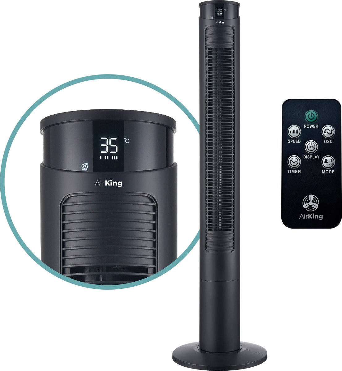 Bol.com AirKing Torenventilator 117cm - Kolomventilator met Afstandsbediening - Timer - 3 Snelheidsstanden - Oscillatie & Dimbaa... aanbieding