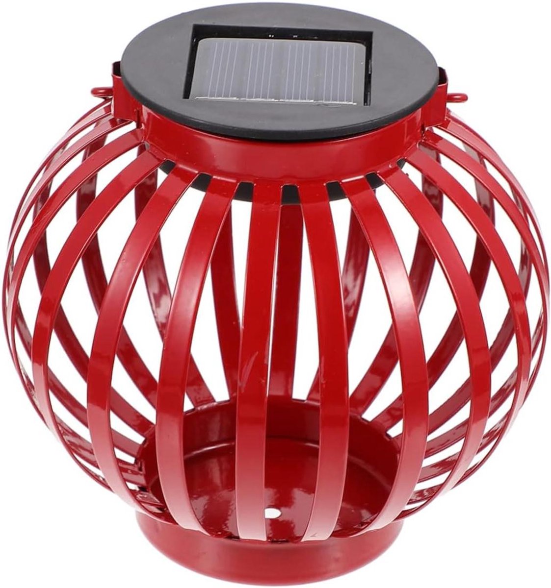Solar Lantaarn - Buitenlamp Tuin - Tuin Decoratie - Vlam Effect - 13x13x19.5 cm - Rood