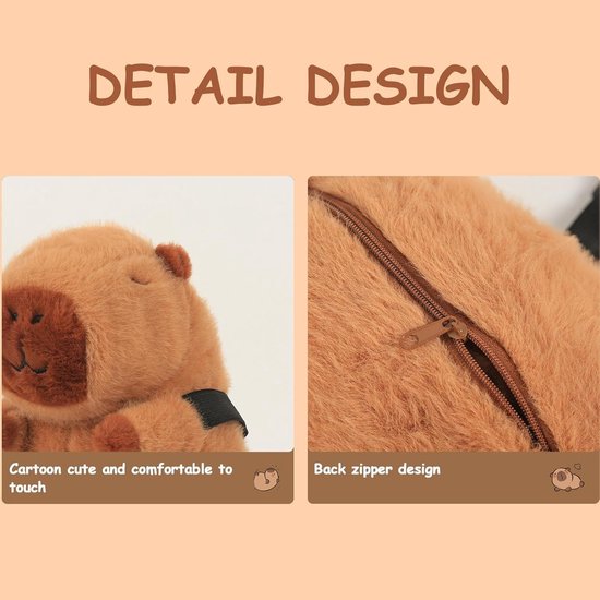Pluche tissuebox - Zakdoekhouder - Auto Interieur - Schattig Capybara Design - 26 cm - Bruin — afbeelding 2