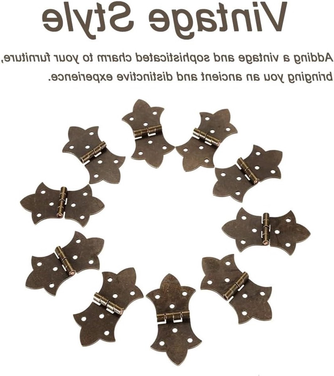 Dailygoods- Mini Scharnieren 10 Stuks - Retro Decoratieve Scharnieren - Antieke Vlinder Scharnieren - Houten Juwelendoos - Stevig IJzer - Roestwerende Coating