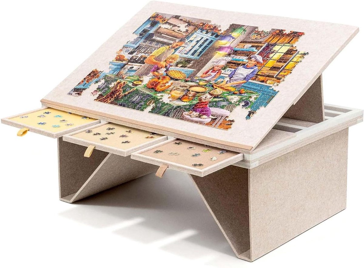 Legpuzzelbord - Puzzeltafel Opvouwbaar - Puzzels Maken - Verstelbare Hoeken - 52 x 77 cm - Grijs