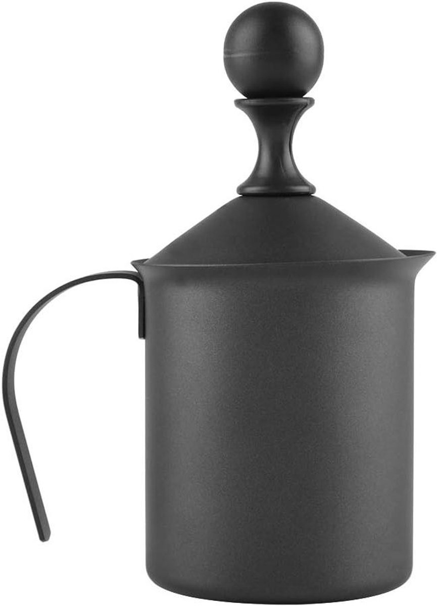 Handmatige Melkopschuimer - Melkschuimmaker Koffie - Koffie Bereiden - Dubbele Mesh Schuim - 400 ml - Zilver
