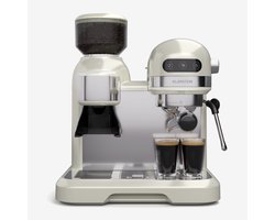 Klarstein Koffiemachine Bella Café Espressomachine met molen – 20 bar, 1550 W, 1,4 liter, geïntegreerde conische molen, melkschuimer, 2 kopjes, thermoblok, crème, roestvrij staal - voor Keuken - LED - Coffee Machine - Koffieautomaat