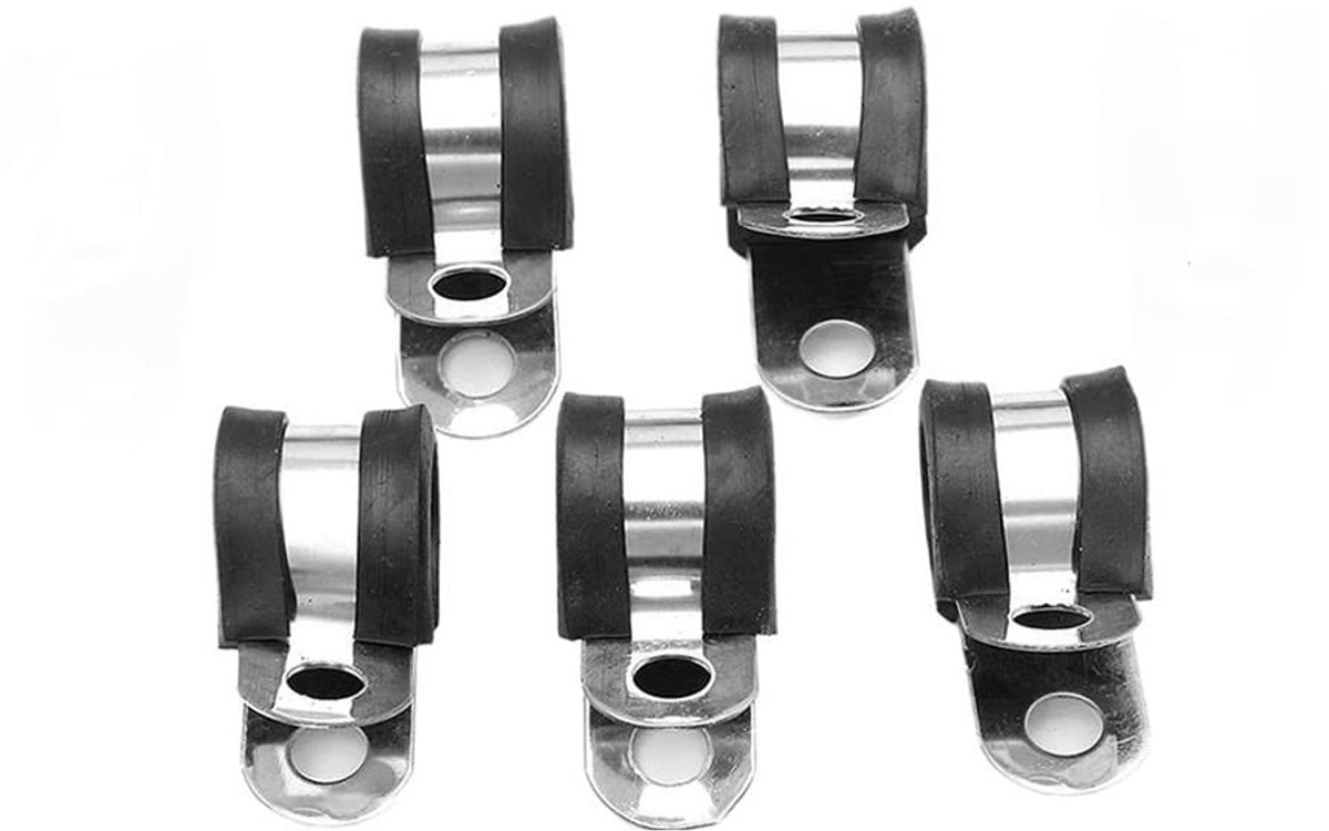 Dailygoody - Rubber Gevoerde P Clips - Slang Pijp Klem - 5 Stuks - Schokabsorberend - Voor Buis Pijp - 13mm