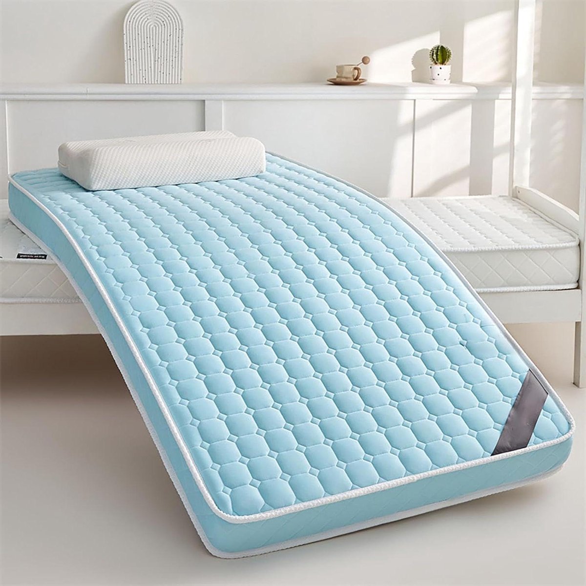 Japanse futonmatras - Camping matras - Comfortabel slapen - Ademend katoen - 80x190 cm - Blauw