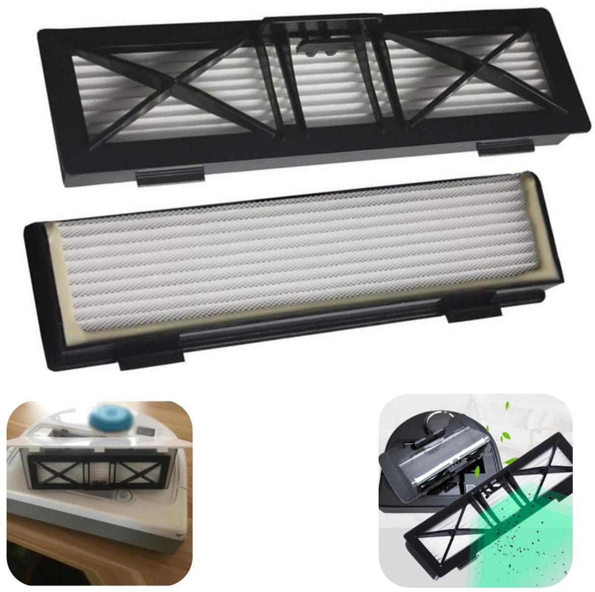 2 stuks Filters - Stofzuigerfilter - Filter voor robotstofzuiger - Stofzuigeraccessoires - Vervangingsfilters - Compatibel met Neato D75 80 85 en de gehele Botvac-serie robotstofzuigers (Wit - 20*6 cm)