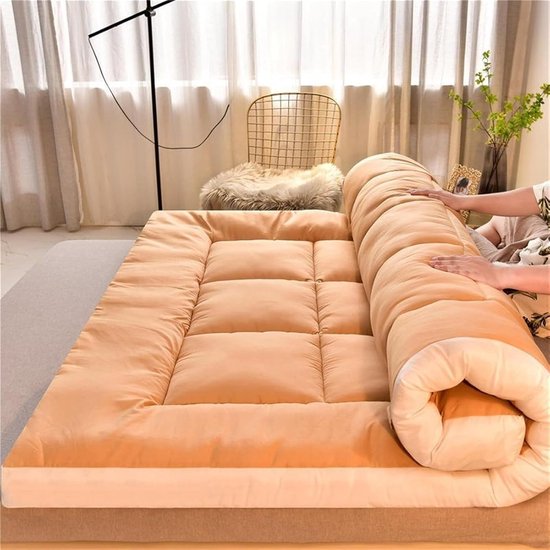Japanse futonmatras - Vloermatras slaapmat - Comfortabel slapen - Oprolbaar en opvouwbaar - 90x200 cm - Grijs — afbeelding 3