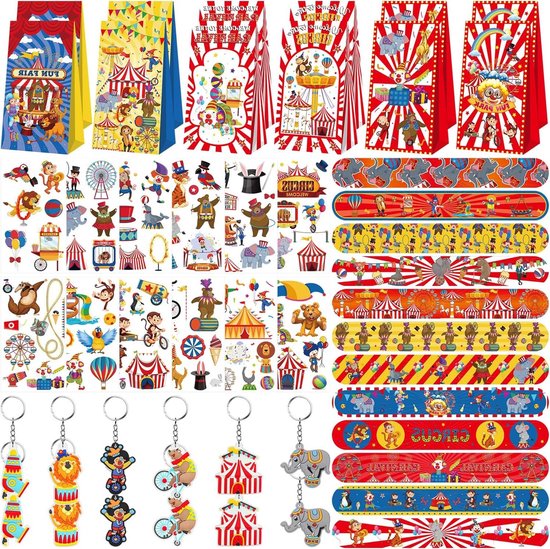 Feestartikelen Set - Cadeautjes Uitdelen - Verjaardag Vieren - Vrolijk Circus Thema - 48 Delig - Multicolor