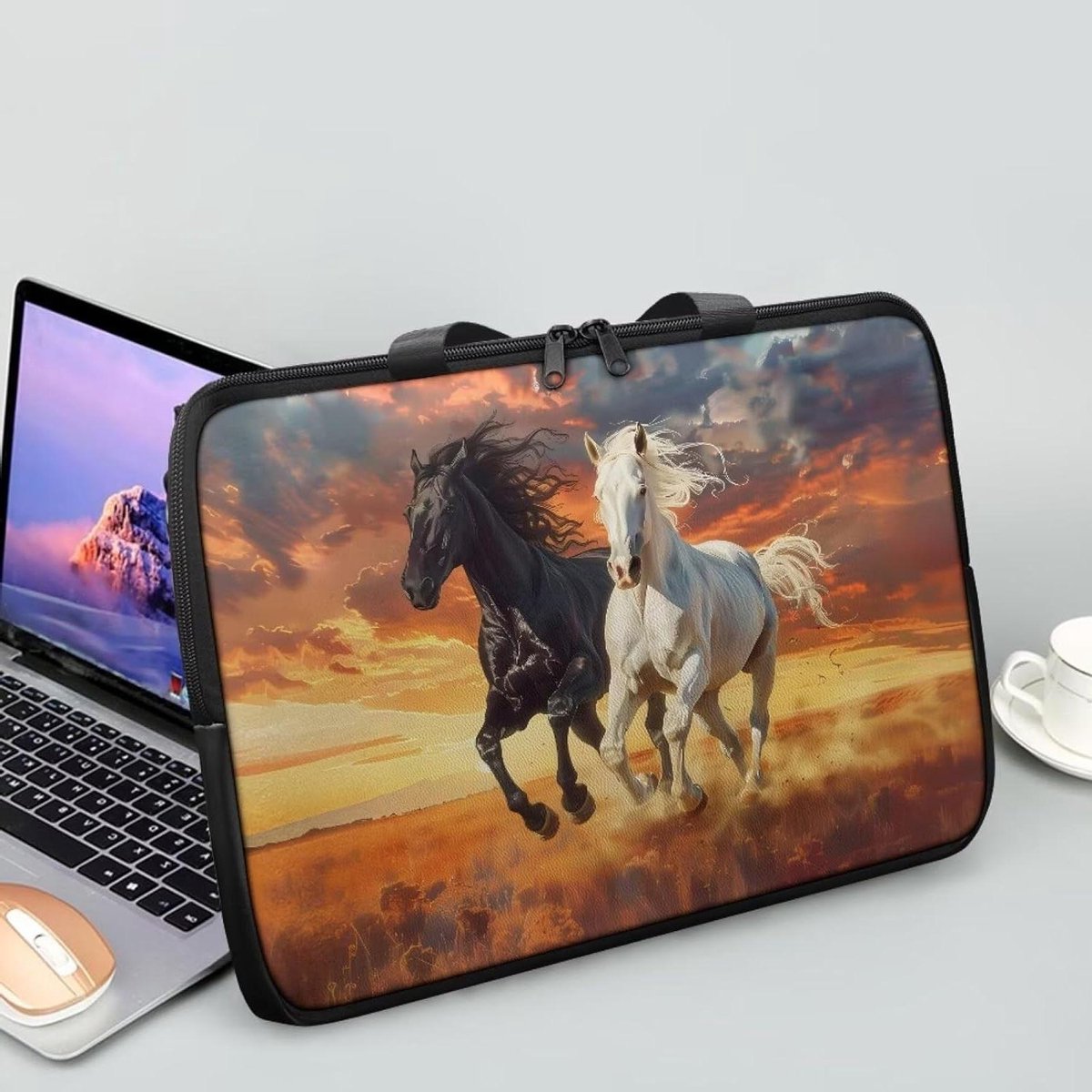 Laptop Sleeve - Computer Tas - Veilig Vervoeren - 360° Bescherming - 12 inch - Paard Print