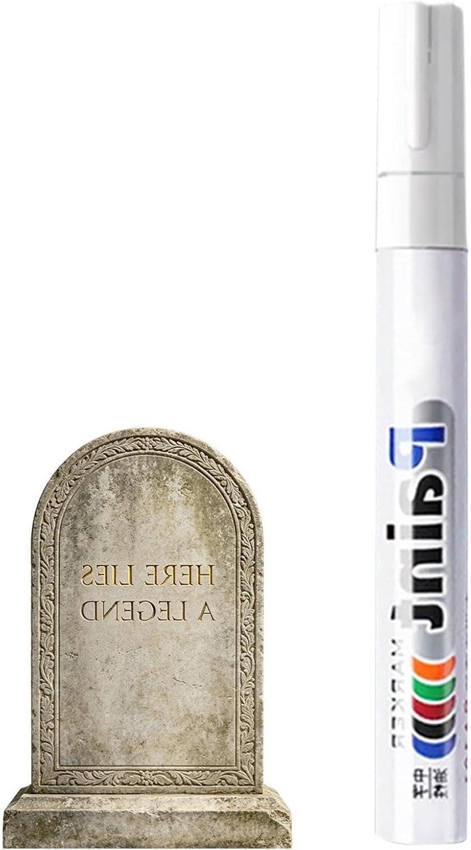 Kleurstiften - Reparatiestift Steen - Grafsteen Belettering - Waterdicht Sneldrogend - 14.5 cm - Wit