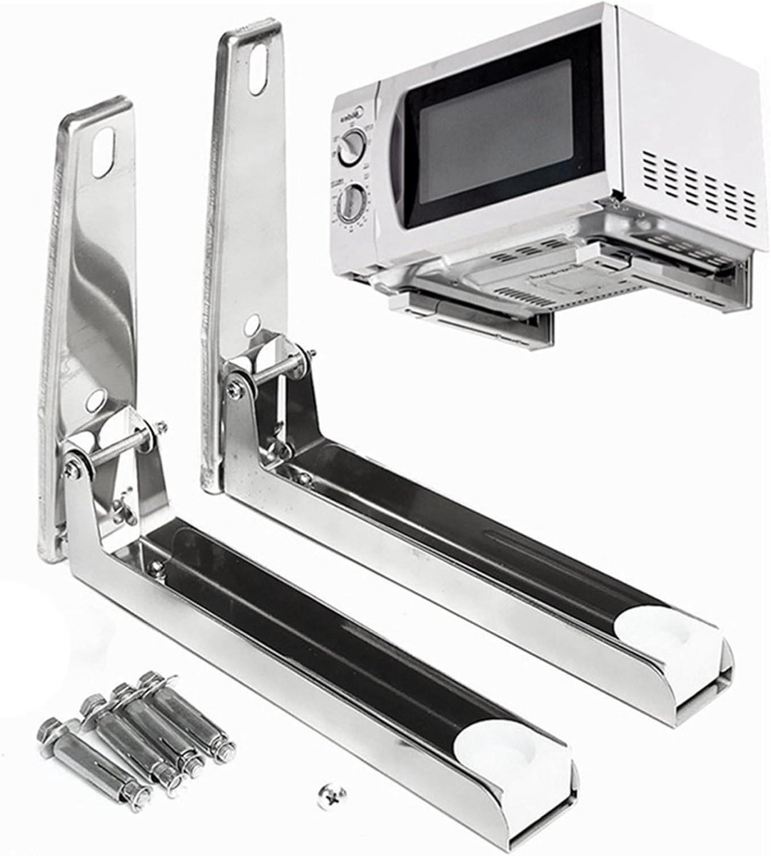 Magnetron Plank - Ovenrek Houder - Keuken Opbergen - Opvouwbaar Ontwerp - 22.5-40cm - Zilver